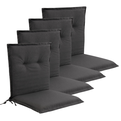Luxury PLUS garden cushion pack for garden chair 4 pcs. - Thick foam core 7 cm - Anthracite gray garden chair cushions with extra high comfort & UV-resistant cover - Nordstrand Home cushions