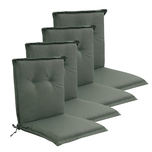 Luxury PLUS Garden Cushion Pack for Garden Chair 4 pcs. - Thick foam core 7 cm - Green garden chair cushions with extra high comfort & UV-resistant cover - Nordstrand Home cushions
