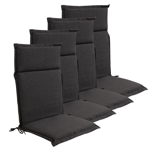 Luxury PLUS garden cushions for position chair 4 pcs. - Thick foam core 7 cm - Anthracite gray garden cushions for garden chair with extra high comfort & UV-resistant cover - Nordstrand Home cushions