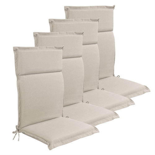 Luxury PLUS garden cushions for position chair 4 pcs. - Thick foam core 7 cm - Beige garden cushions for garden chair with extra high comfort & UV-resistant cover - Nordstrand Home cushions