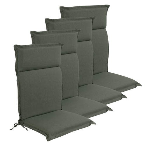Luxury PLUS garden cushions for position chair 4 pcs. - Thick foam core 7 cm - Green garden cushions for garden chair with extra high comfort & UV-resistant cover - Nordstrand Home cushions