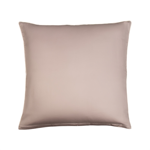 Pillowcase 60x63 cm - 100% cotton satin - Solid gray pillowcase with piping edge - Extra soft pillowcase from By Borg