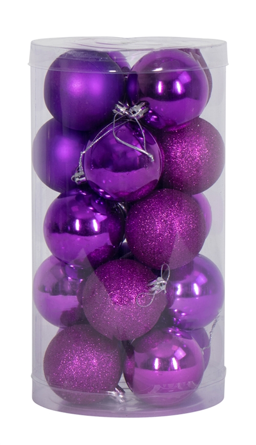 Christmas baubles - 20 pcs purple - 6 cm in diameter - Beautiful Christmas tree decoration