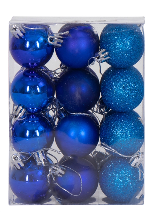 Christmas baubles - 24 pcs Blue - 4 cm in diameter - Beautiful Christmas tree decoration