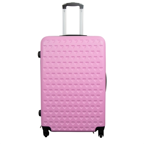 Large suitcase pink with hearts hard-shell suitcase offers - Exclusive travel suitcase