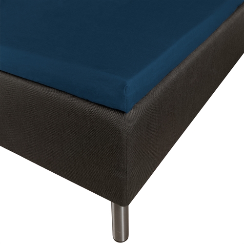 Soft Topper fitted sheet 70x200 - 100% cotton satin - 8 cm in height - Blue sheet for topper - By Night satin sheet