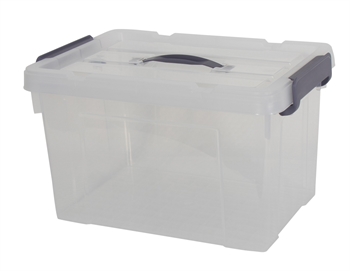 Storage box - 20 Litres - Practical storage solution with a tight-fitting lid - Transparent plastic