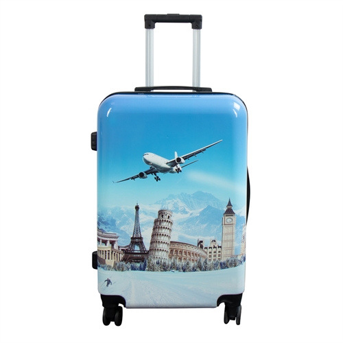 Suitcase - Hard-shell suitcase - Size Medium suitcase with motif - Airplane - Exclusive lightweight travel suitcase
