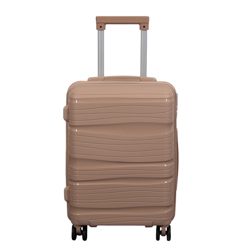 Cabin suitcase - Lightweight suitcase - Polypropylene - Size small - Waves - Sand coloured trolley