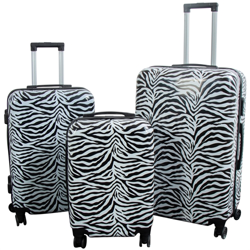 Luggage set - 3 pcs. - Suitcase with motif - Zebra - Hard-shell lightweight suitcase with 4 wheels