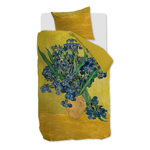 Floral bedding 140x200 cm - Yellow bedding set in 100% cotton satin - Van Gogh Irises - Beddinghouse bedding