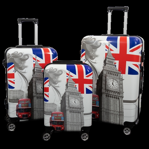 Luggage set - 3 pcs. - Suitcase with motif - City of London - Hard-shell lightweight suitcase with 4 wheels