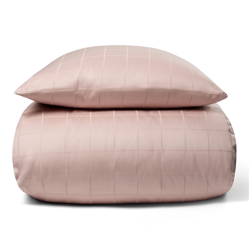 Bed set 140x220 cm - Soft, jacquard cotton satin - Check rose - By Night bed set