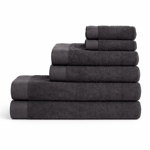 Cotton towels - 100% cotton - 6-pack - Poppy - Dark gray