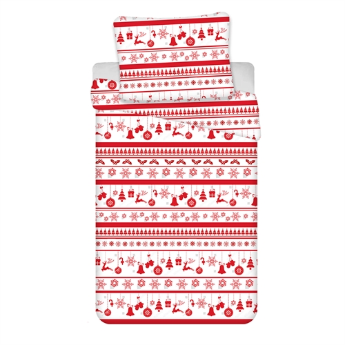 Christmas Bedding 140x200 cm - Christmas Bed Set with Christmas Icons - 100% Cotton Bed Linen