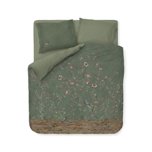 Floral double bedding 200x220 cm - Green reversible bedding set in 100% soft cotton - Okinawa green - Pip Studio bed linen