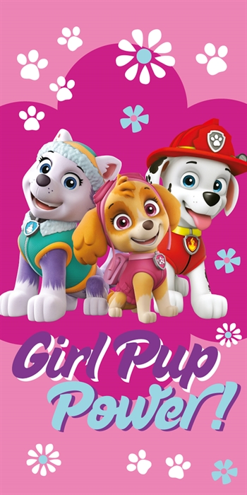 Paw Patrol towel - 70x140 cm - 100% cotton - Girl Pup Power - Soft bath towel with Skye, Everest, and Marshall