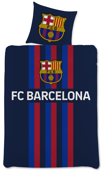 FC Barcelona Bedding - Blue Reversible Bedding Set with Logo - 140x200 cm - 100% Cotton Bed Linen - Football Bedding