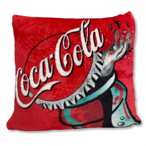 Coca Cola decorative cushion - 43x43 cm - Soft red fleece cushion