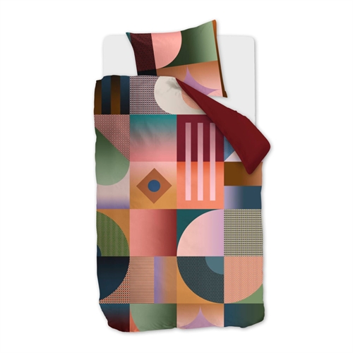 Patterned organic bedding 140x220 cm - Reversible bedding set in 100% organic cotton satin - Robbinson Multi - Beddinghouse bed linen