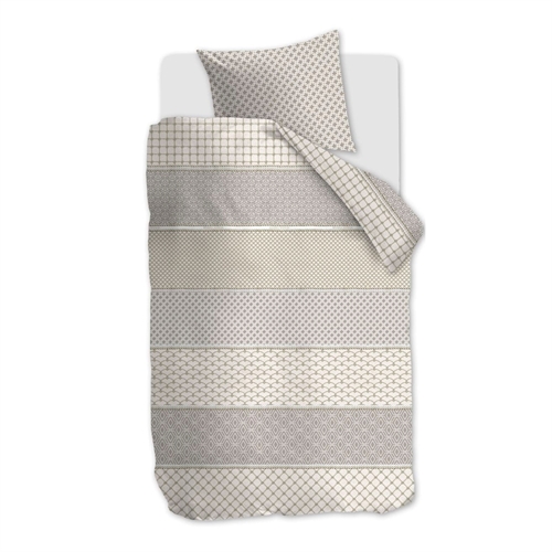 Patterned bedding 140x200 cm - Bedding set in 100% soft cotton - Ropes Taupe - Riviéra Maison bed linen
