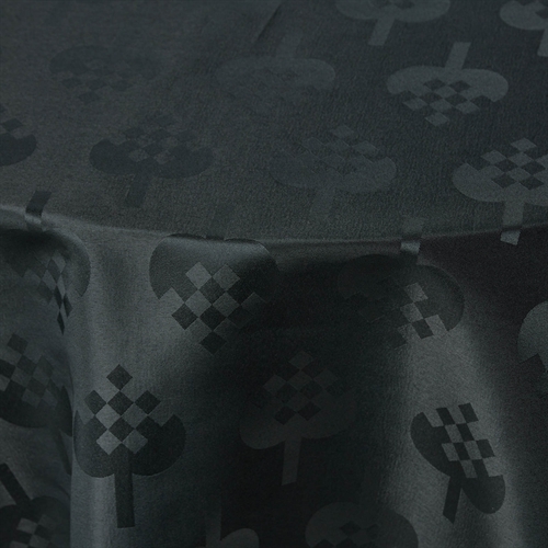 Round Christmas tablecloth - Ø230 cm - Green Christmas tablecloth with hearts - Jacquard woven - Exclusive tablecloth