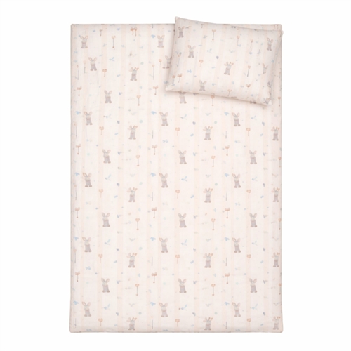 Rabbits and flowers bedding - 100% cotton - Junior bedding 100x140 cm - White with rabbits and flowers
