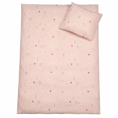 Flower bedding - 100% cotton - Junior bedding 100x140 cm - Light pink with flowers