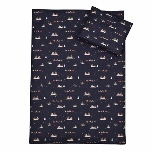 Christmas bedding - 100% cotton - Baby bedding 70x100 cm - Dark blue with Santa and reindeer