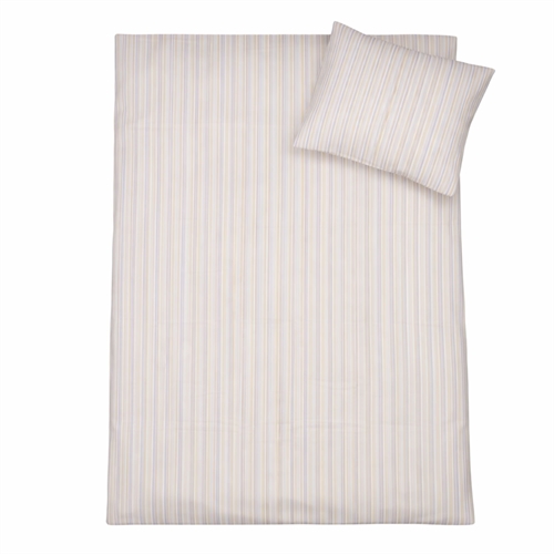 Striped bedding - 100% cotton - Junior bedding 100x140 cm - Beige with purple stripes
