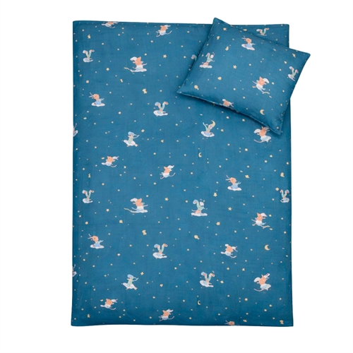 Dragons and Clouds Bedding - 100% Cotton - Baby Bedding 70x100 cm - Blue with Dragons and Clouds