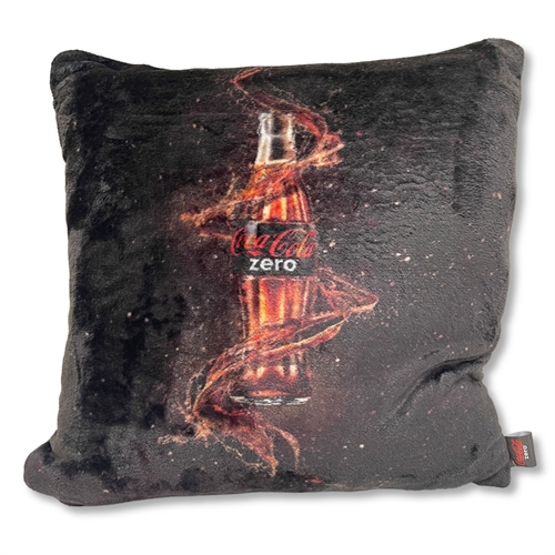 Coca Cola Zero decorative cushion - 43x43 cm - Soft black fleece cushion
