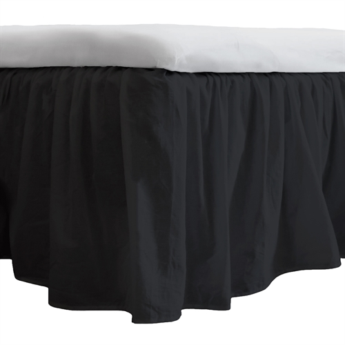Bed Skirt 90x200 cm - 100% Soft Cotton Sheet - Black Bed Skirt by Nordstrand Home