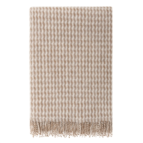 Wool Throw 120x180 cm - Beige throw with pattern - 100% pure new wool - Teide Høie of Scandinavia wool blanket