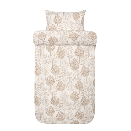 Flannel bedding 140x200 cm - White bed set with brown trees - 100% cotton flannel - Thea Høie of Scandinavia bed linen
