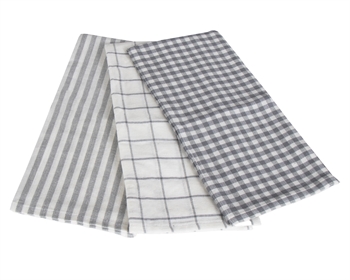 3 pcs. Tea towels - 50x70 cm in light grey and white - Superior tea towels in 100% cotton