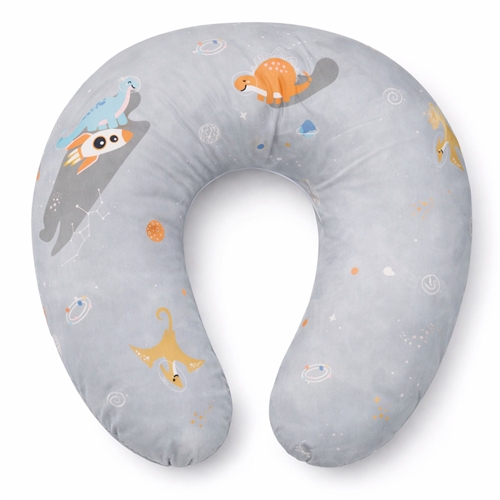 Nursing pillow - 73x53x10 cm - Grey with space dinosaur