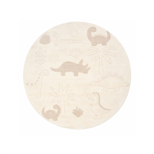 Round children\'s rug - Ø 120 cm - Beige with dinosaur - Eclipse - Nordstrand Home