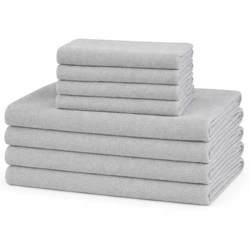 Microfiber towels - Lightweight towels - 8-pack - Light gray