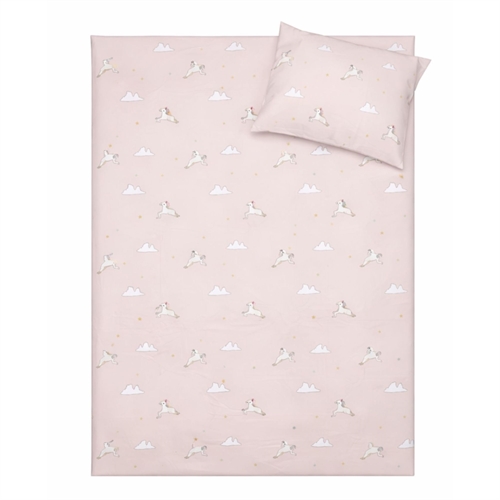 Unicorn and clouds bedding - 100% cotton - Baby bedding 70x100 cm - Light pink with unicorns and clouds