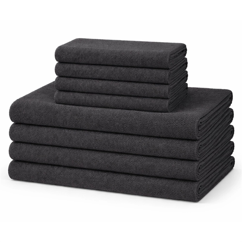 Microfiber towels - Lightweight towels - 8-pack - Dark grey