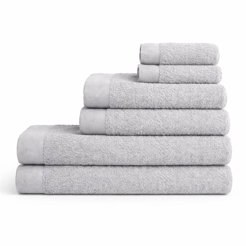 Cotton towels - 100% cotton - 6-pack - Poppy - Light gray