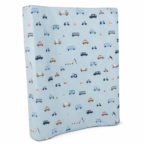 Changing pad - Water-repellent cover - Blue with cars