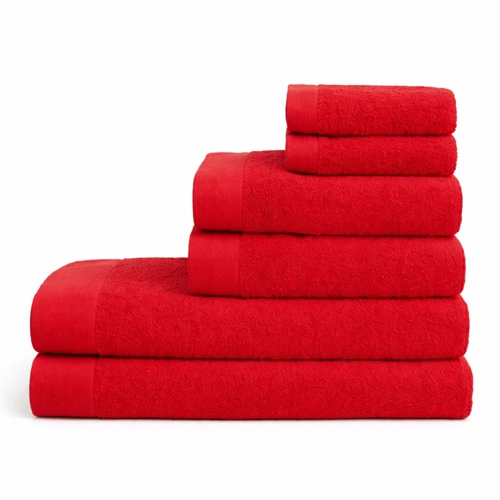 Cotton towels - 100% cotton - 6-pack - Poppy - Red