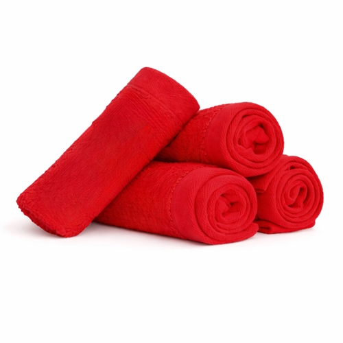 Cotton washcloths - 100% cotton - Washcloths 30x30 cm - 4-pack - Poppy - Red