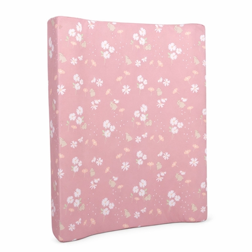 Changing pad - Water-repellent cover - Light pink with rabbits and flowers