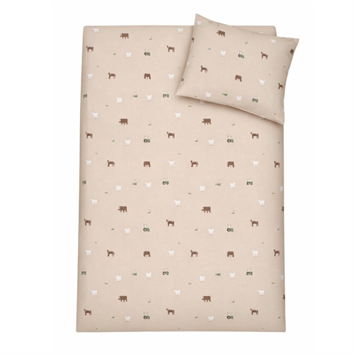 Farm-motif bedding - 100% cotton - Baby bedding 70x100 cm - Beige with farm motifs